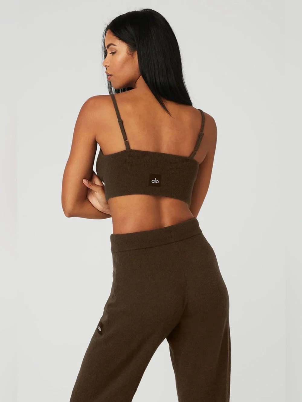 Alo Yoga Cashmere Jet Set Bra in Espresso